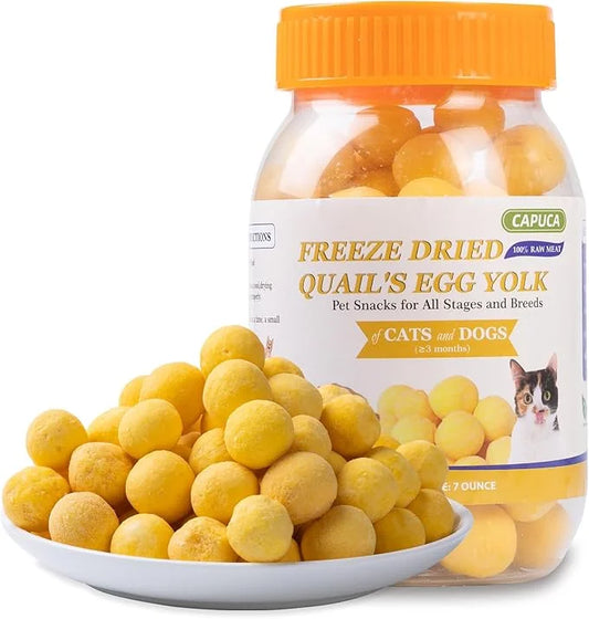 Freeze Dried Quail Egg Yolk - Cats Dogs Treats Natural Cat Delicious Snacks Training Food Healthy Tasty Easy Digestion Pet...