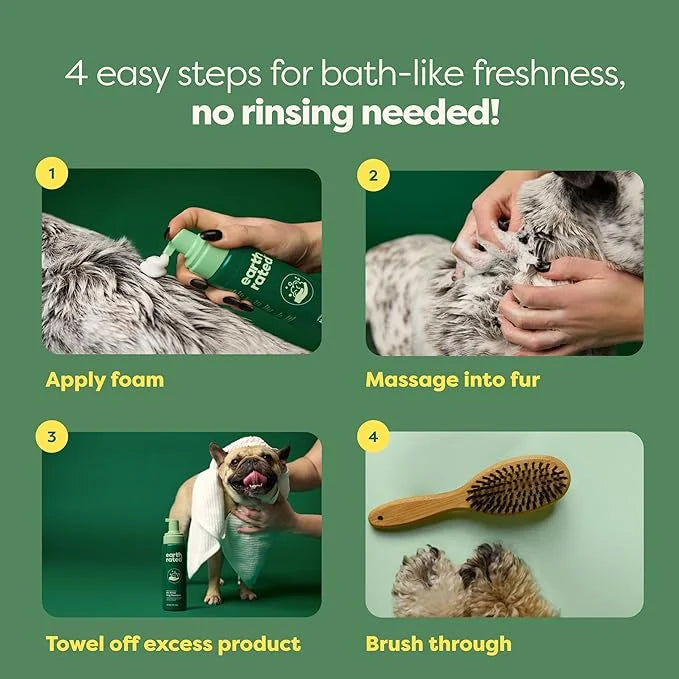 Earth Rated Waterless Dog Shampoo, Convenient No-Rinse Wash for Cleaning, Conditioning & Detangling, for All Coat Types, R...