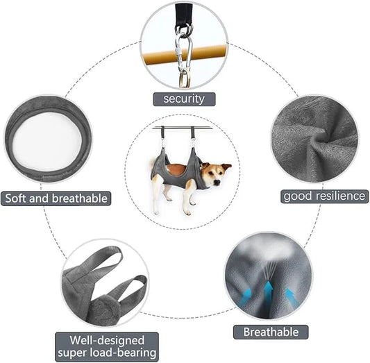 Dog Grooming Harness, Multifunctional Cats and Dogs Grooming Hammock, Pet Beauty Assistant, Nail Scissors/Nail Trimmer/Rou...