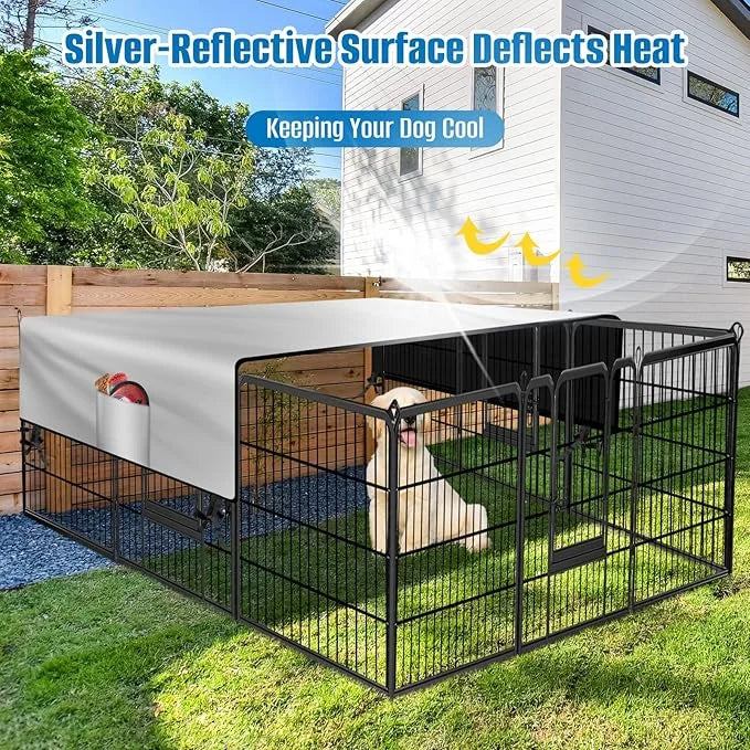 SIRUITON Dog Playpen Cover,Heavy Duty 600D Oxford Fabric with Sun/Rain Dog Play Pen Cover Top Sun Shade Specialized Fits f...
