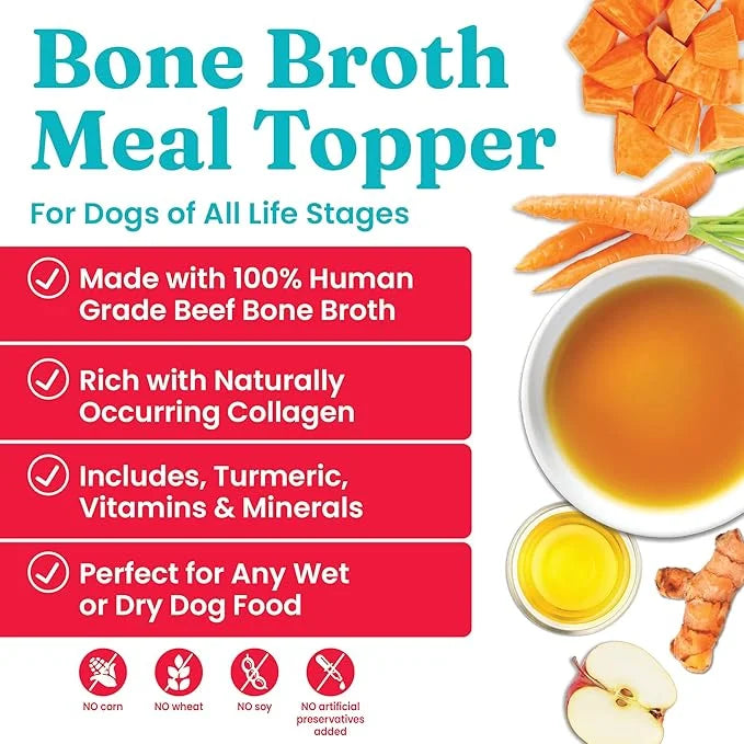 Solid Gold Beef Bone Broth for Dogs - Grain Free Dog Food Topper Rich in Collagen and Superfoods - Nutrient Dense Dog Grav...