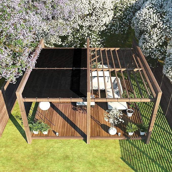 ColourTree 2' x 16' Black Custom Size Shade Cloth with Grommets - 90% Sunblock, Durable Mesh Fabric Tarp for Dog Kennel Co...