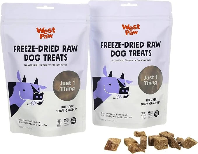 WEST PAW Freeze-Dried Raw All Natural Dog and Puppy Training Treats, Single Ingredient, Humanely Raised and Sustainably So...
