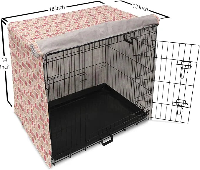 Lunarable Dusty Rose Dog Crate Cover, Patchwork Inspired with Different Patterned Squares Shabby Form Style, Easy to Use P...