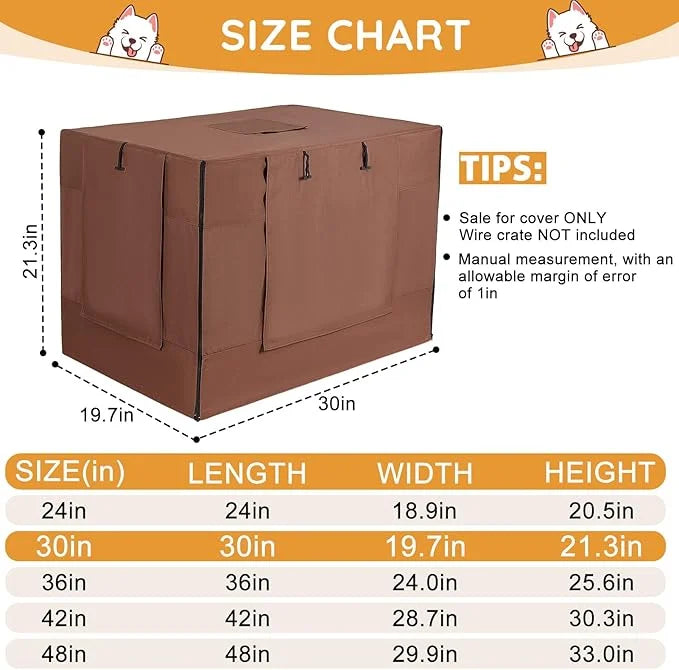 Dog Crate Cover 30 Inch Thickened Dog Kennel Cover Windproof Puppy Cage Cover with Mesh Windows on Both Sides Portable Cra...