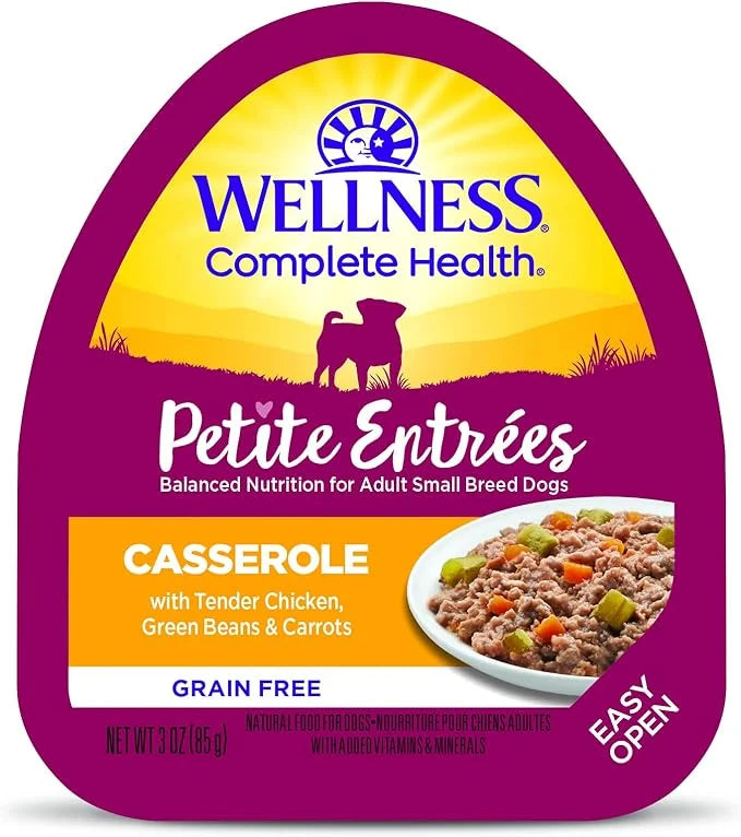 Wellness Natural Pet Food Petite Entrees Casserole Grain Free Natural Wet Small Breed Dog Food, Tender Chicken, Green Bean...