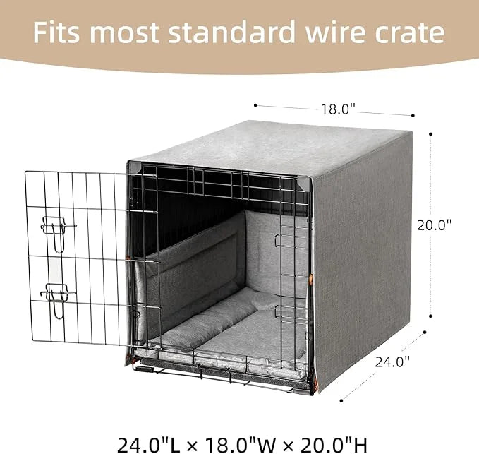 3-Piece Waterproof Dog Crate Cover Set with Kennel Cover, Bed Mat & Bumper Pad - Washable Pet Crate Accessories Fit for 24...