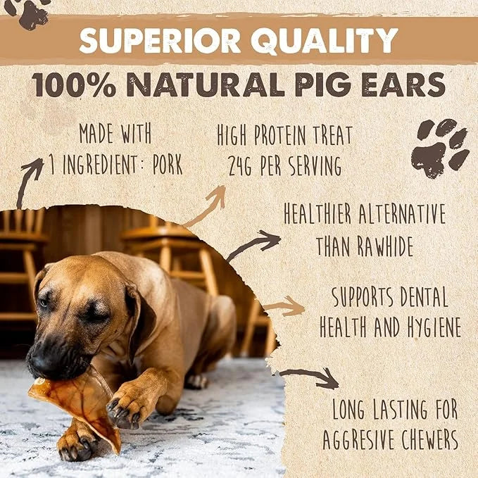 Mighty Paw Half Pig Ears for Dogs - All Natural Single Ingredient Pig Ear Treat - Better Than Rawhide Snacks for Puppies a...