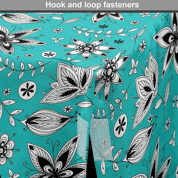 Lunarable Flower Dog Crate Cover, Abstract Monochrome Floral with Botanical Items, Easy to Use Pet Kennel Cover for Medium...