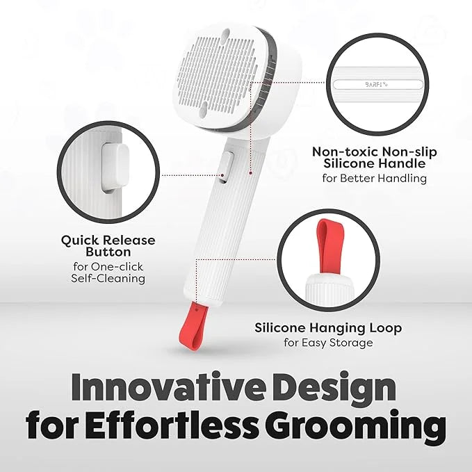 BARFI Pet Brush - Self-Cleaning Pet, Cat, Dog Shedding Brush - Multi-Functional Grooming Tool with Negative Ion Technology...