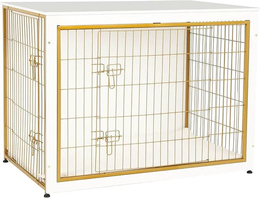 DWANTON Dog Crate Furniture with Cushion, Wooden Kennel Table with Double Doors, Indoor Dog House, Extra Large Size, 43.3"...