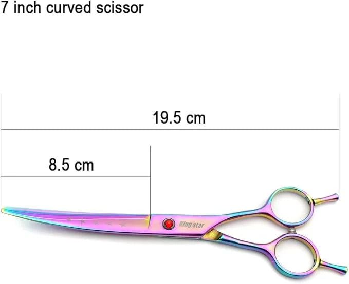 7.0in Titanium Professional Pet Grooming Scissors Set,Straight & Thinning & Curved Scissors 3pcs Set for Dog Grooming,A349...