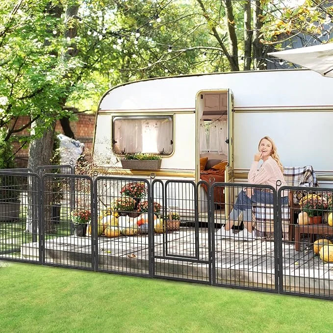 Dog Playpen 40 inch Dog Fence for Outdoor Indoor Use Heavy Duty Metal Dog Pen for Large Dogs, Rustproof Pet Playpen Portab...