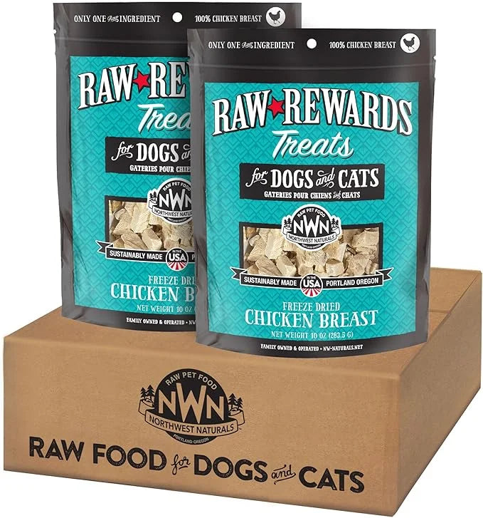 Northwest Naturals Raw Rewards Freeze-Dried Chicken Breast Treats for Dogs and Cats - Bite-Sized Pieces - Healthy, 1 Ingre...
