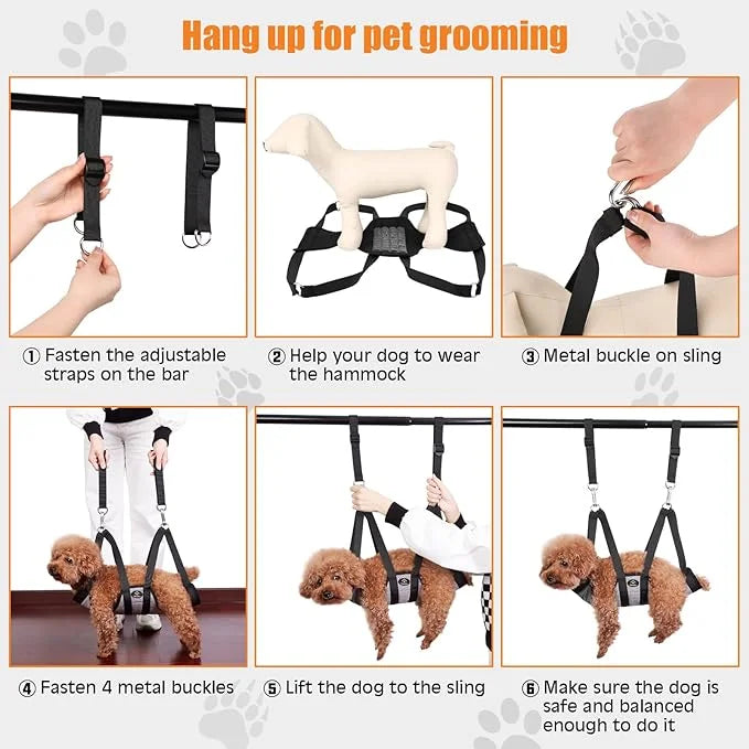 Ownpets Pet Grooming Hammock, Dog Grooming Hammock with Carabiners, Breathable Pet Grooming Harness Sling for Grooming, Ha...