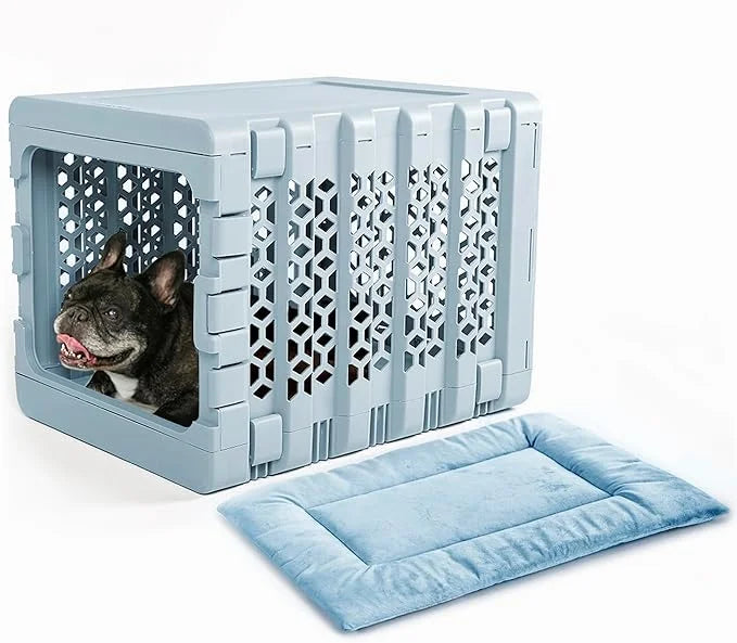 KindTail PAWD Collapsible Puppy and Dog Crate + Washable Bed - Stylish Pet Kennel with Comfortable Pad - Safe Indoor Set -...