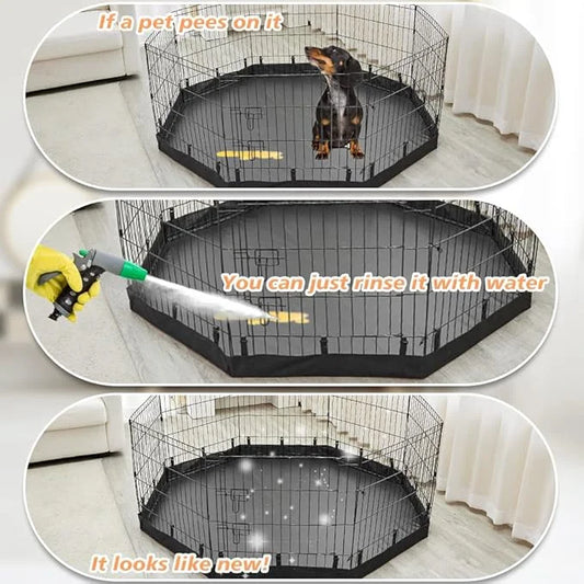 PJYuCien Dog Playpen Bottom Pad + Top Cover,Fits 24 Inch 8 Panels Regular Octagon Metal Exercise Pet Pen,Black (Note:Playp...