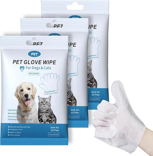 Pet Glove Wipes for Dogs Cats, Cleaning & Deodorizing Grooming Gloves, Dog Wipes for Body Daily Care, Cat Grooming Wipes C...