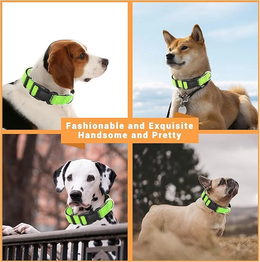 2 Pack Reflective Dog Collar with Safety Locking Buckle, Adjustable Soft Breathable Comfortable Nylon Pet Collar for Small...