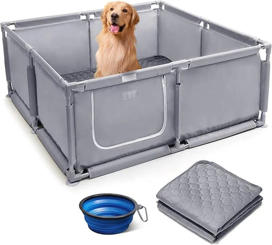 Whelping Box for Dogs and Puppies 48x48x18 inch Pet Whelping Box with Washable Pee Pads and Collapsible Dog Bowl for Mediu...