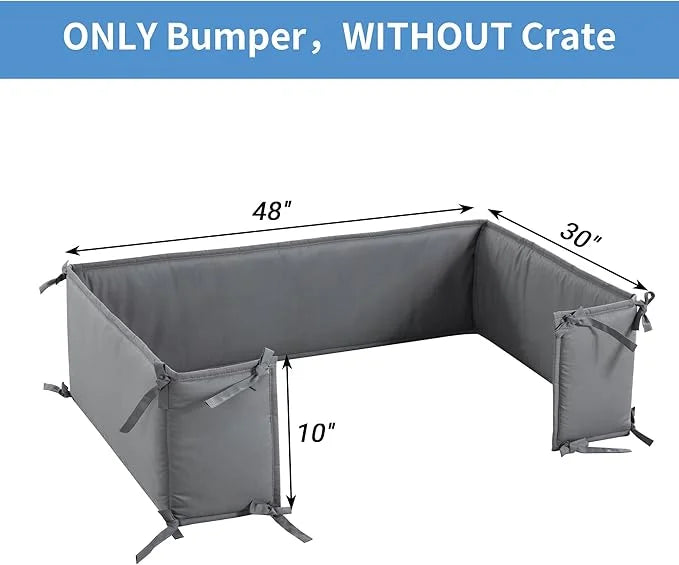 Hombys Dog Crate Bumper with Ties - Soft Crate Accessory (Do Not Include Cage) (Dark Grey, 48"x30") - Product Image