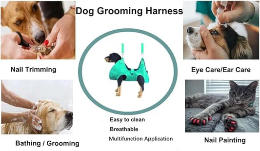Dog Grooming Hammock with Flea Comb and Dog Nail Clipper, Pet Dog Grooming Hammock Harness with Cat Nail Clipper, Nail Fil...