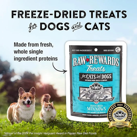 Northwest Naturals Raw Rewards Freeze-Dried Minnow Treats for Dogs and Cats - Bite-Sized Pieces - Healthy, 1 Ingredient, H...