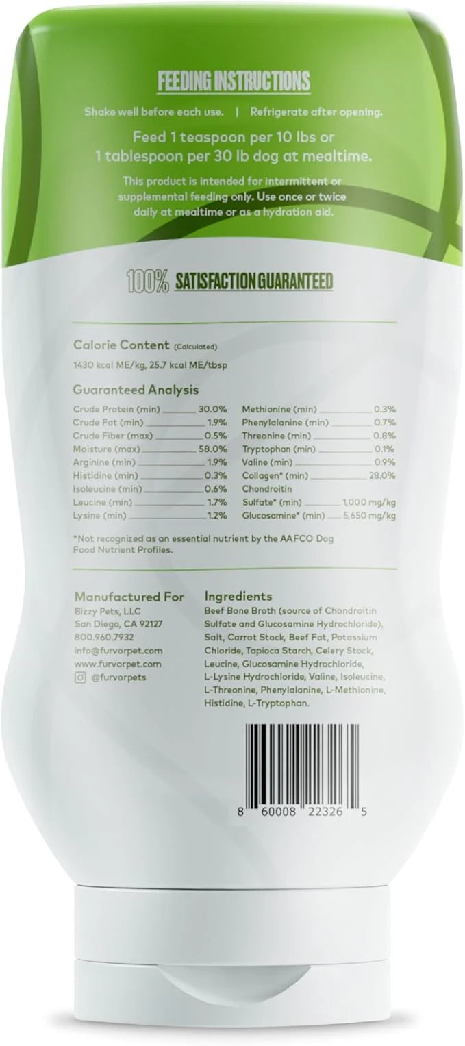 Mobility Support Beef Bone Broth for Dogs | Hip & Joint Support for Dogs | Glucosamine & Amino Acid Boosted | Human Grade ...