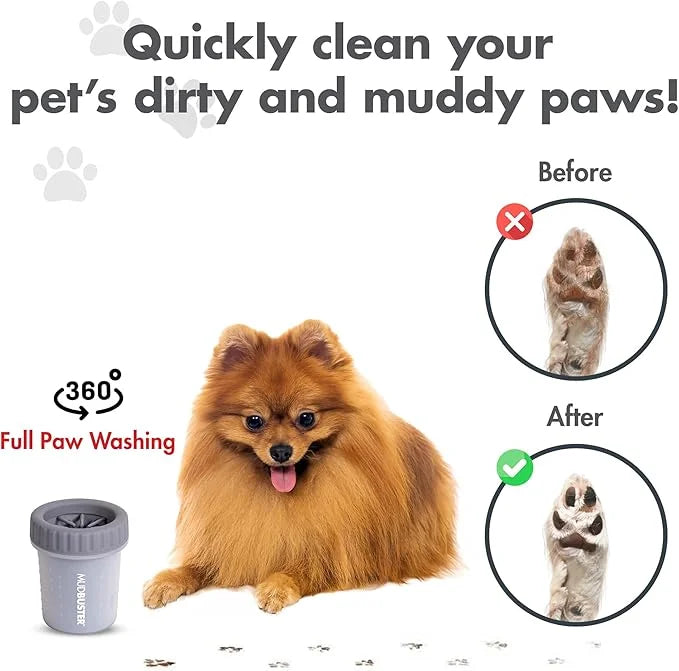 Dexas MudBuster Portable Dog Paw Cleaner, Premium Quality Large Gray Pet Accessory - Product Image