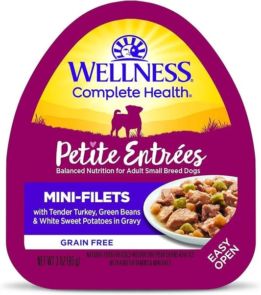 Wellness Petite Entrées Mini-Filets with Tender Turkey, Green Beans & White Sweet Potatoes in Gravy, 3-Ounce Cup (Pack of ...