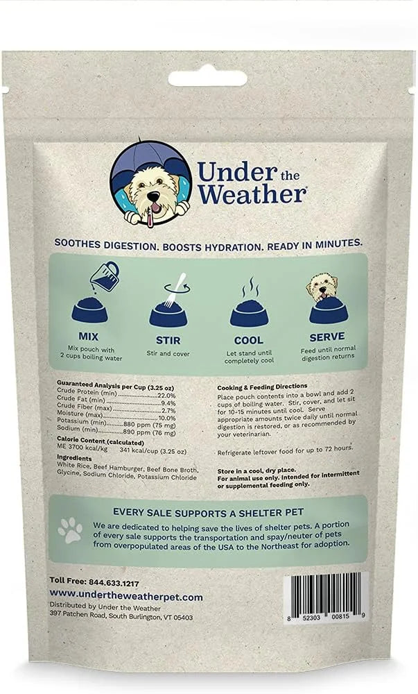 Under the Weather Bland Diet for Dogs | Easy to Digest for Sick Dogs | Always Be Ready | Contains Electrolytes - Natural F...