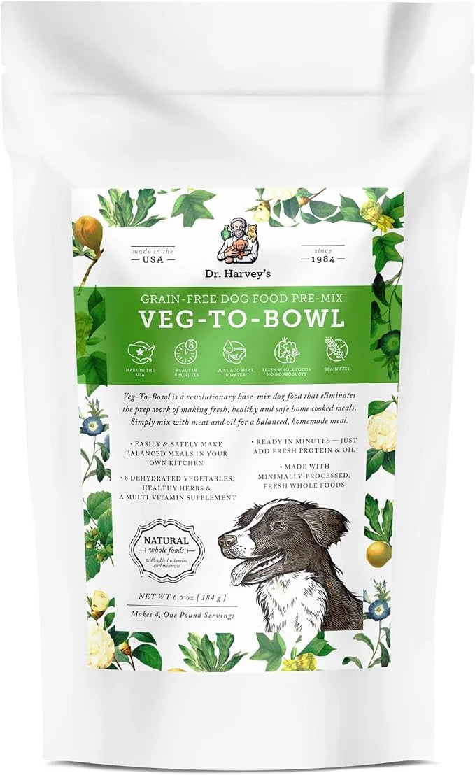 Dr. Harvey's Veg-to-Bowl Dog Food, Human Grade Dehydrated Base Mix for Dogs, Grain Free Holistic Mix, Trial Size (6.5 Oz) ...
