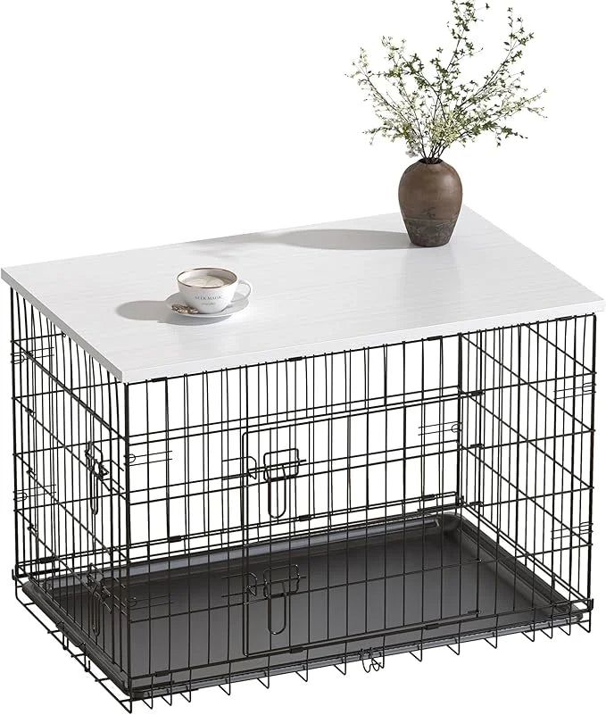 Piskyet Dog Crate Topper Wood Countertop for 48 42 36 30 24 inch Dog Cage, Dog Crate Cover,Dog Kennel Topper(Crate Not Inc...