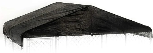 10 by 10 Feet Black Extra Large All Season Outdoor Waterproof Fully Enclosed Dog Run Kennel Cover with Sturdy Elastic Cord...