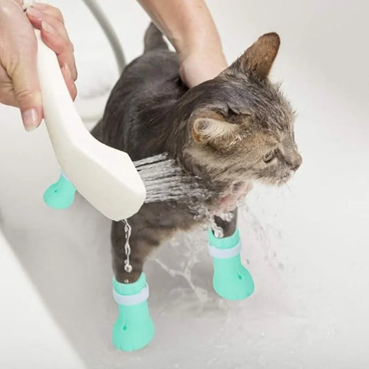 Pssopp 4Pcs Anti-Scratch Cat Shoes Silicone Boots, Cat Nails Protector Shoes Boots Cat Washing Claw Foot Cover for Bathing...