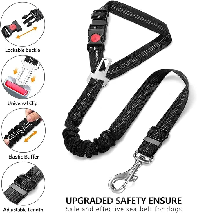 2 Piece Set Dog Seat Belt Retractable Dog Car Seatbelts Adjustable Pet Seat Belt for Vehicle Headrest Restraint Adjustable...