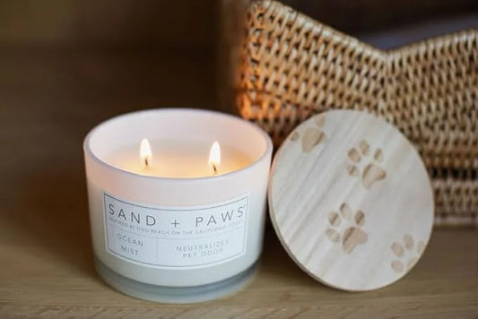 Sand + Paws Scented Candle - Ocean Mist - Additional Scents and Sizes – Luxurious Air Freshening Jar Candles Neutralize pe...