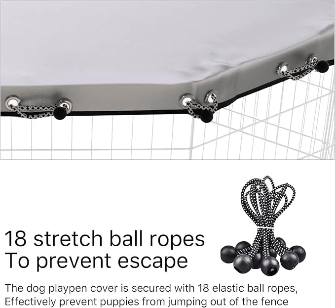 Dog Playpen Cover,Fits 24 Inch 8 Panels Regular Octagon Metal Exercise Pet Pen for Pets Provide Rain Proof Shade and Secur...