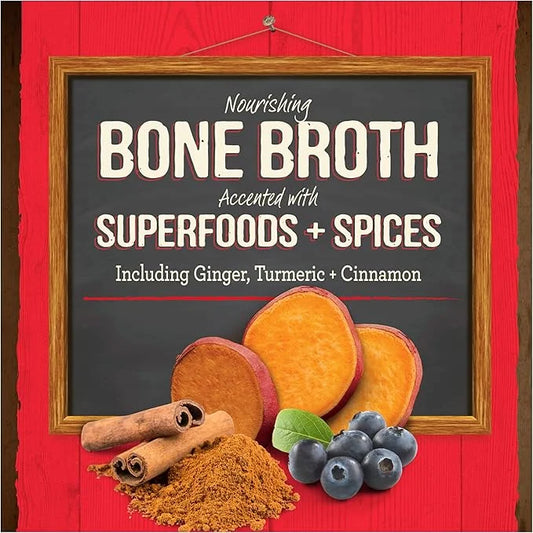 Merrick Grain Free Bone Broth, Premium Human Grade And Gluten Free Dog And Cat Food Topper Pouches, Beef - 7 oz. Pouch - P...
