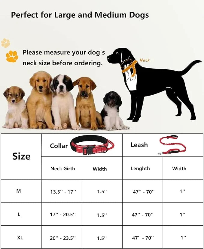 AUBELL Tactical Dog Collar and Leash Set, Adjustable Military Nylon Reflective Dog Leash and Collar with Handle and Heavy ...