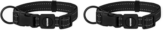 Best Pet Supplies Reflective Dog Collar with Adjustable Length, Heavy-Duty Buckle, and Strong Leash D-Ring, Training, Walk...