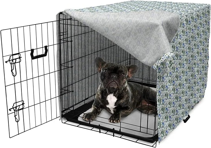 Lunarable Jacobean Dog Crate Cover, Herbal Pattern Pastoral Vintage Rustic Wedding Inspired Foliage Springtime, Easy to Us...