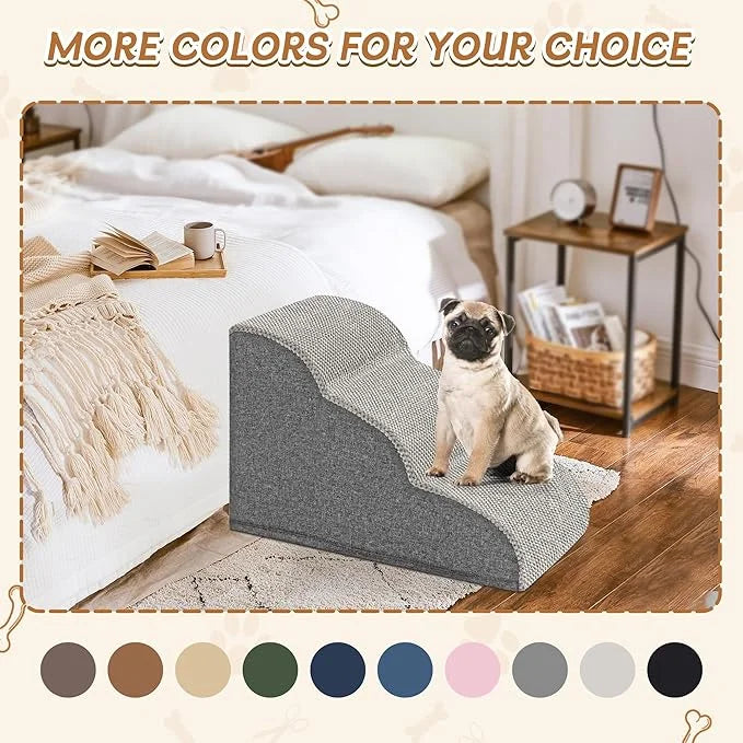 Romrol Dog Stairs Ramp for Beds Couches, Extra Wide Pet Steps with Durable Non-Slip Waterproof Fabric Cover, Pets Slope St...