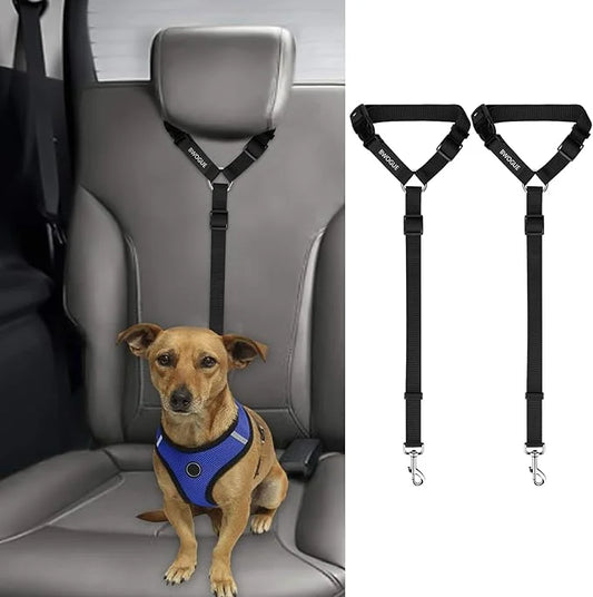 BWOGUE 2 Packs Dog Cat Safety Seat Belt Strap Car Headrest Restraint Adjustable Nylon Fabric Dog Restraints Vehicle Seatbe...