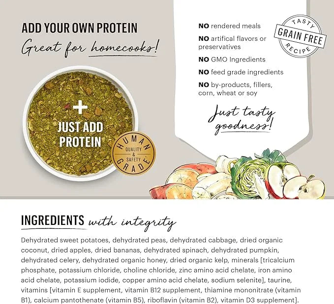 The Honest Kitchen Human Grade Dehydrated Grain Free Fruit & Veggie Base Mix Dog Food (Just Add Protein) - 7 Pound Box (Ma...
