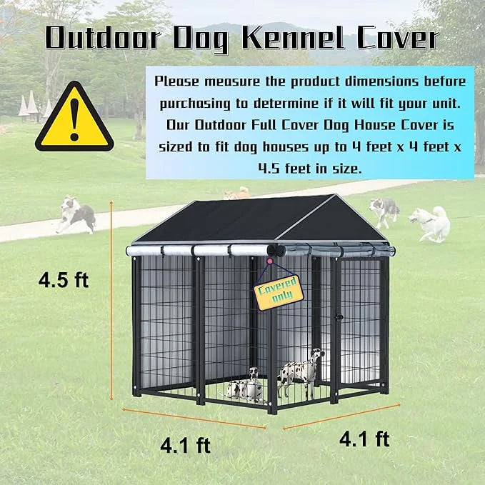 Kennel Cover，Full Coverage Kennel Cover Made of 600d Heavy Duty Waterproof Plus See-Through Clear Material, Outdoor Wind a...