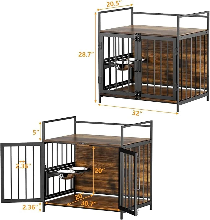 ROOMTEC Dog Crate Furniture-Style Cages for Small Dogs Indoor Heavy Duty Super Sturdy Dog Kennels with 2 Stainless Steel B...