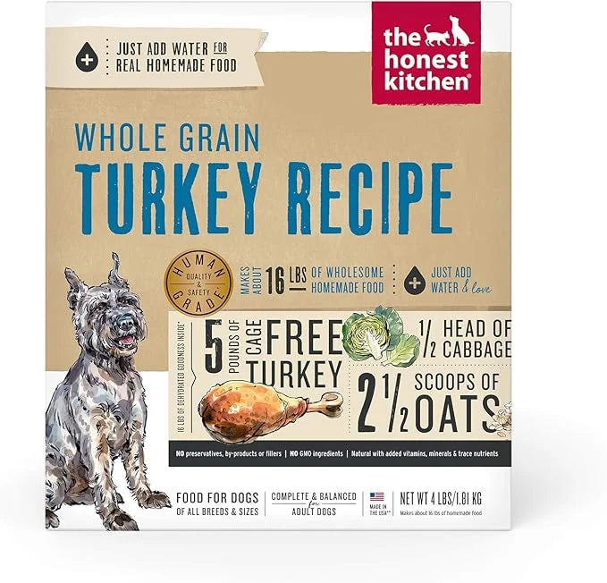 The Honest Kitchen Dehydrated Whole Grain Turkey Dog Food, 4 lb Box - Product Image