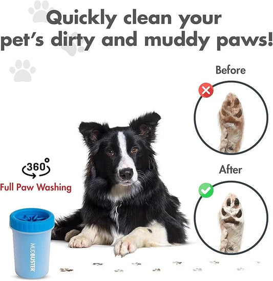 Dexas MudBuster Portable Dog Paw Washer/Paw Cleaner, Medium, Pro Blue - Product Image
