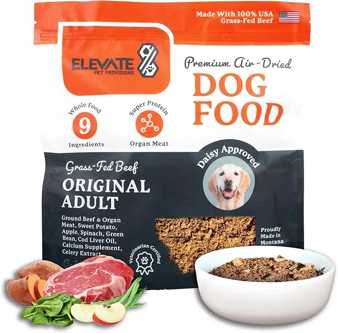 100% Human Grade Air Dried Dog Food - All Natural - USA Grass Fed Beef - Limited Ingredient Dog Food - Grain Free - Dehydr...